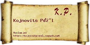 Kojnovits Pál névjegykártya